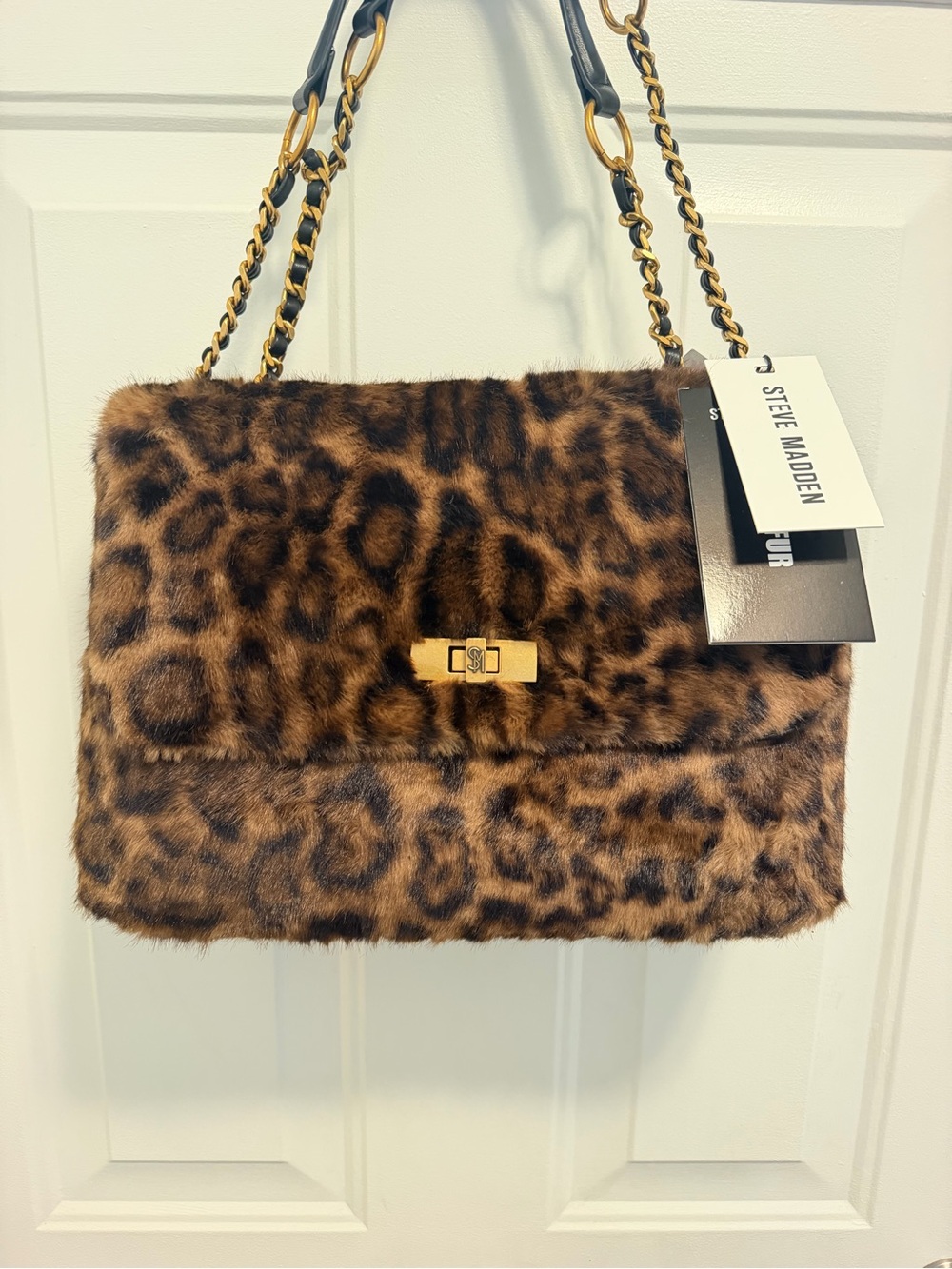 Steve Madden Leopard Faux-Fur Shoulder Bag in Brown